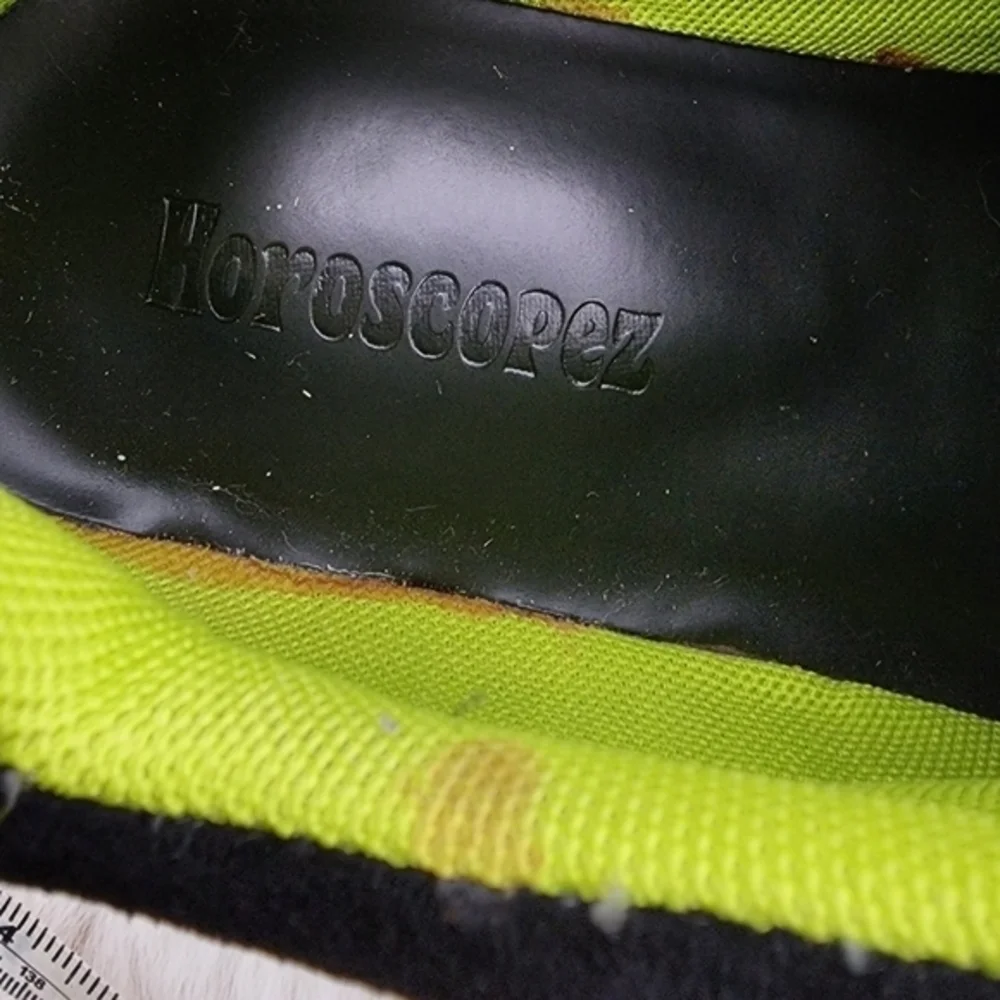 Y2K horoscope 90s HUGE neon chunky platform heel in pink green and black, velvet